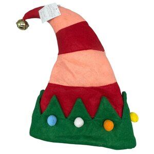 Christmas wonder shop elf hat striped pink red bell palm palms ages 16+ os READ